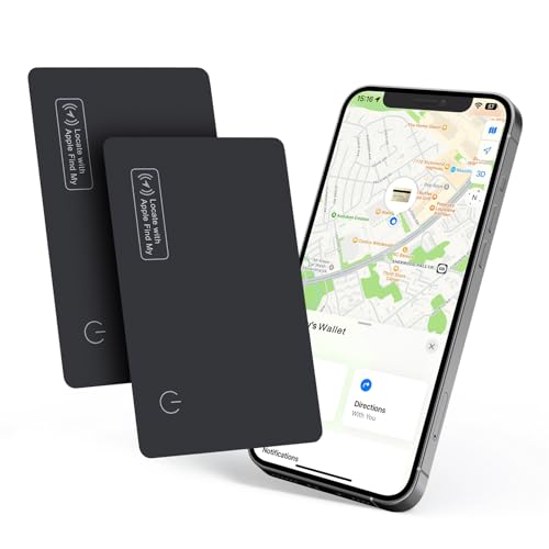 Eelexa Wallet Tracker Card, Rechargeable Thin Finder, Works with Apple Find My (iOS Only), Item Locator for Luggage Tags, Passports, Phone, IP68 Waterproof, 2 Pack