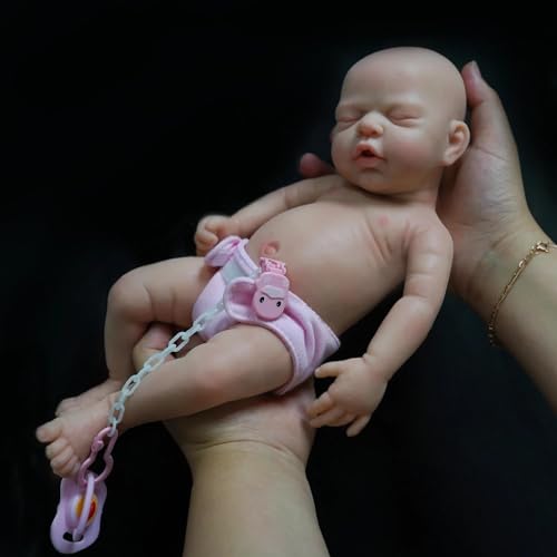 MYREBABY 12" Lifelike Reborn Baby Dolls, Full Silicone Reborn Baby, Realistic Newborn Baby Doll Sleeping Girl Real Life Baby Dolls with Clothes Set & Feeding Accessories