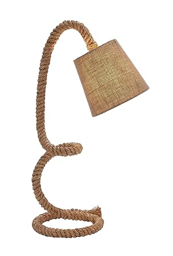 Deco 79 Jute Rope Handmade Room Desk Lamp Rope Styled Accent Lamp, Lamp 11" x 14" x 32", Brown
