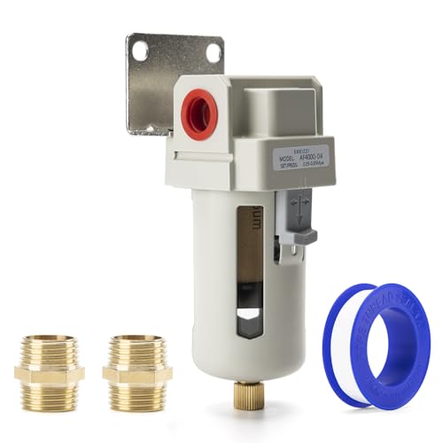 EBEIZZI 1/2" NPT Air Dryer for Compressor | Compressed Air Line Filter | 5 Micron Brass Element|Bracket, Poly Bowl, 145 psI