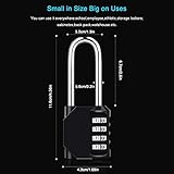 3 Pack 2.6 Inch Long Shackle Combination Lock, Diyife 4 Digit Outdoor Waterproof Padlock, Plated Steel Combination Clasp & High Security for Fence, Schools, Gyms, Sports Locker, Black