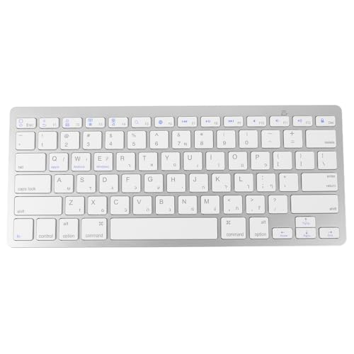 Veemoon Hebrew Keyboard,Wireless Computer Silent Keyboard Ultra Slim Compact Keyboard for Laptop Computer (White), 28.50X12.00X1.80CM
