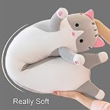 Giant Cat Pillow Plush Cartoon Kitty Sleeping Hugging Pillow, Cuddly Soft Long Kitten Body Pillow Doll Cat Cushion Toy for Kids Girlfriend (Gray, 150cm/59inch)