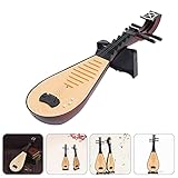 Amosfun Chinese Lute Model Vintage Style Pipa Chinese Guitar Model Instrument Prop Traditional National Stringed Instrument for Singing Dancing Random Style