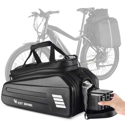 CHIMONA Ebike Battery Bag - Hard Shell E Bike Rack Bag, 30L Electric Bicycle Rear Rack Bag, Multifunction Large Pannier for Bicycle, Electric Bike Rear Seat Bag Bike Trunk Bag (BLACK1)