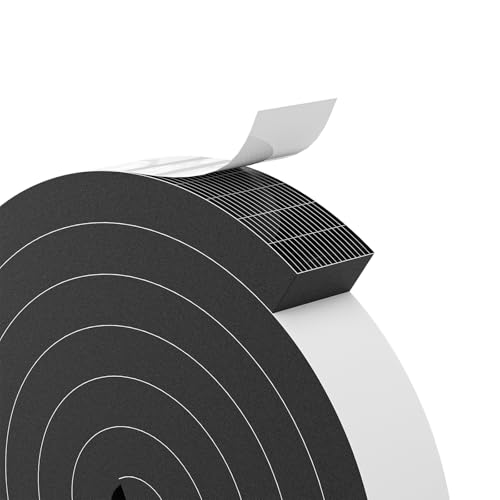 Bantie 1"×2" EVA Foam Strips with Adhesive Weather Stripping Foam Tape Larger Foam Weather Stripping Strip for Large Gap Insulation (1"×2",6.5FT,Black)