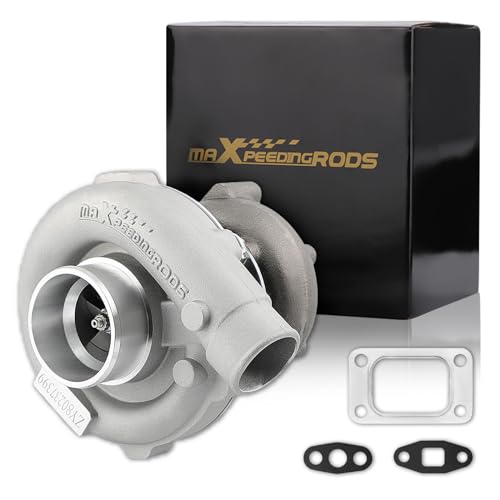 maXpeedingrods T3 T4 T04E T3/T4 Turbo 0.63A/R 400+HP Boost Turbine 7psi-21psi, T3T4 5-Bolt Flange Turbocharger for 1.5L-2.5L engines Oil Cooled W/Gaskets