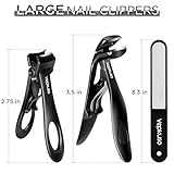 Vepkuso Nail Clippers for Seniors, Wide Jaw Fingernail Clippers and Angled Head Toenail Clippers for Thick Nail, Professional German Nail Clippers for Men, Women&Pregnant，Black