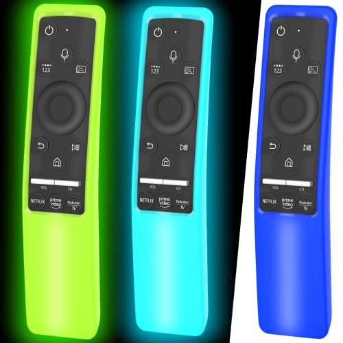 3 Pack Remote Case Glow in The Dark Compatible with Samsung Smart TV Remote Controller BN59 Series, Silicone Cover Protector Shockproof Anti-Slip Remote Skin Sleeve Blue Green Sky