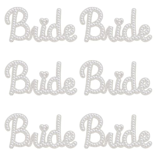 INFUNLY 6pcs Bling Bride Rhinestone Patches Iron/Sew On Sparkly Applique Wedding Embroidered Sequined Patches Fabric Patches for Clothing Jeans Jackets Handbag Shoes DIY Patches Decor