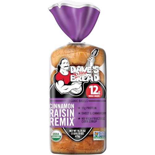 Dave's Killer Bread Cinnamon Raisin Remix Bagels, Organic Cinnamon Raisin Bagels, 5 Count