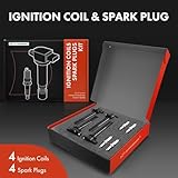 A-Premium Set of 4 Ignition Coil Pack and Iridium Spark Plugs Compatible with Nissan Sentra 2000 2001 2002 L4 1.8L Petrol