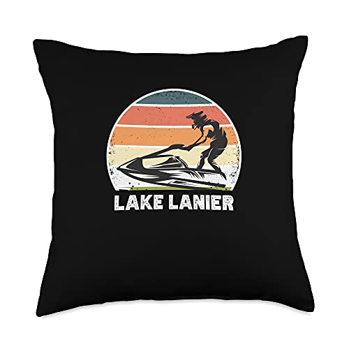 Jet Ski happiness Lake Lanier Water sports Vintage Retro Throw Pillow