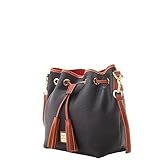 Dooney & Bourke Crossbody Bucket Bags for Women, Pebble Grain Leather Aimee Crossbody Drawstring Purse - Black