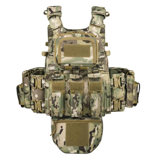 BOMTURN Great Tactical Outdoor Vest for Men Multifunctional Modular Molle Vest With Metal Buckles