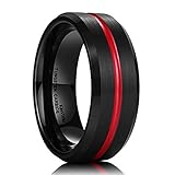King Will Red & Black Brushed 8mm Tungsten Carbide Wedding Band Ring Grooved Comfort Fit (6)