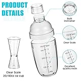 7 Pcs Plastic Cocktail Shaker Set Drink Mixer with Mark Clear Drink Cocktail Shaker and Measuring Jigger Set Ounce Cup Clear for Bar Party Home Use Wine Bar(11.8oz)