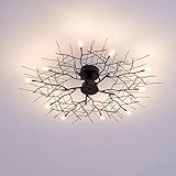 NIAOERFEN Black Modern Chandelier with Branch Shapes,12-Lamp Large Semi Flush Mount Ceiling Light Fixture,Industrial Close to Ceiling Light Fixtures for Living Room Bedroom Kitchen