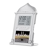 OUD Bukhoor Azan Clock for USA, Muslim Athan Wall Clock Alarm with LCD Display, Home/Office/Mosque Digital Azan Clock (Silver)