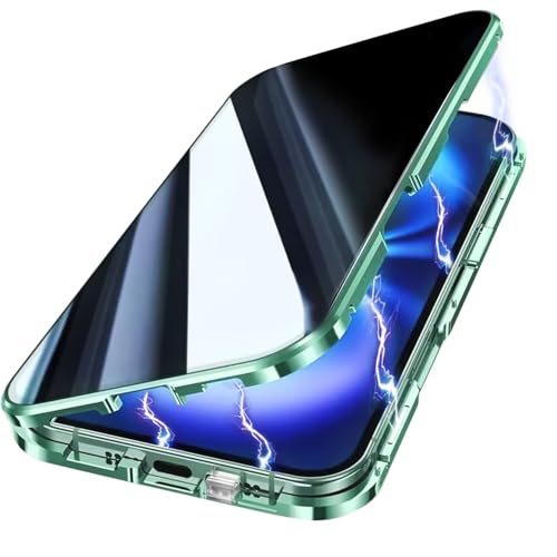 Yoursea Anti Peeping Case for Samsung Galaxy A52, 360 Degree Front and Back Privacy Tempered Glass Cover, Anti SPY Screen, Anti Peep Magnetic Adsorption Metal Bumper for Samsung Galaxy A52 Green