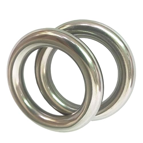 AIVOOF 2.4" Seamless Welding O-Ring, 2 Pack 304 Stainless Steel Rings Heavy Duty Smooth Solid Multi-Purpose Ring, 10mm x 40mm