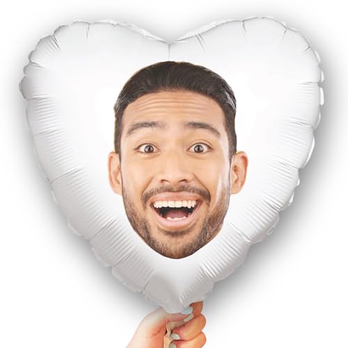 Big Dot of Happiness Personalized Fun Face Photo Heart Balloons, Custom Birthday Balloons, Anniversary Party Decorations, Baby Shower, Bachelorette Party, Double-Sided Mylar Balloon, 1 Piece