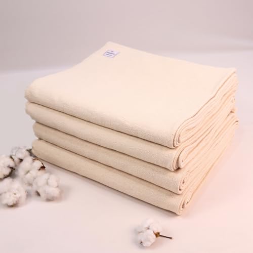 Yogikuti Iyengar Yoga Blanket Set of Four – Thick Handwoven Cotton Blankets for Restorative Yoga, Meditation and Pranayama – Supportive Yoga Prop for Comfort, Alignment and Deep Relaxation - (White)