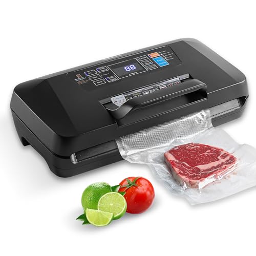 UioKee Vacuum Sealer Machine for Kitchen, Professional Food Saver，Vacuum Meat Sealer, Portable Air Freezer Packaging Machine，Handheld Freezer Packaging with Internal Cutting Knife, Vacuum Bags, Roll