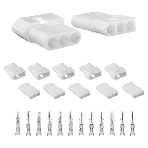 JRready ST6416 Standard.093 Pin and Socket Connectors 3 Circuits (6 Matched Sets), 14-20 AWG, Compatible with Molex Standard.093 3 Pin Male& Female Connector, 5.03 mm Pitch, Free Hanging
