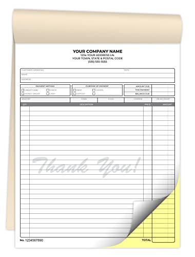 Custom 8.5" x 11" Carbonless NCR Books in 2-Part Duplicate Invoices, Receipts, Work Orders, Sales Orders, Purchase Orders, Estimates, Quote Forms with Your Company/Business Name (300 Sets)