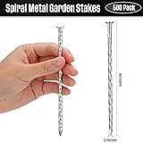 Nuenen 500 Pack 6 Inch Spiral Metal Landscape Spikes Artificial Turf Stakes Galvanized Grass Nails Heavy Duty Landscape Edging Anchoring Spikes for Artificial Turf Weed Barriers Paver Carpentry Tent