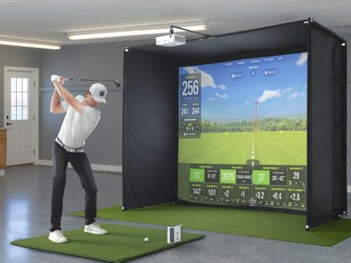 SkyTrak ST+ Golf Simulator – Ultimate Studio Package | Home Golf Simulator with Launch Monitor, Mat, Net & Screen (12")