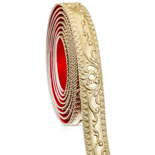 16.4 Feet Flexible Molding Trim Wall Trim Self Adhesive Mirror Tape Border Ceiling Molding Mirror Trim Cabinet Border Peel and Stick Gold Wall Molding Trim for Bathroom Home Decor