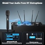 Phenyx Pro Dual-Channel Wireless Microphone System, Dynamic Mics w/ID Lock, Tunable Power Level, Auto Scan, Spectrum Analyzer, True Diversity Cordless Handheld for Singing, DJ, Karaoke (PTAU-2)