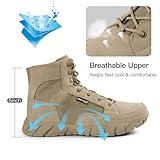 FREE SOLDIER Waterproof Hiking Work Boots Men's Tactical Boots 6 Inches Lightweight Military Boots Breathable Desert Boots(Tan 10)