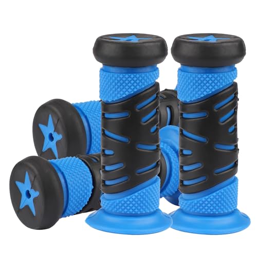 Gladder 2-Pair Kids' Bike Handlebar Grips Bicycle Rubber Handle Grips Universal for Boys' Girls' Balance Bike 12-20 Inch Bicycle (Blue, 95mm)