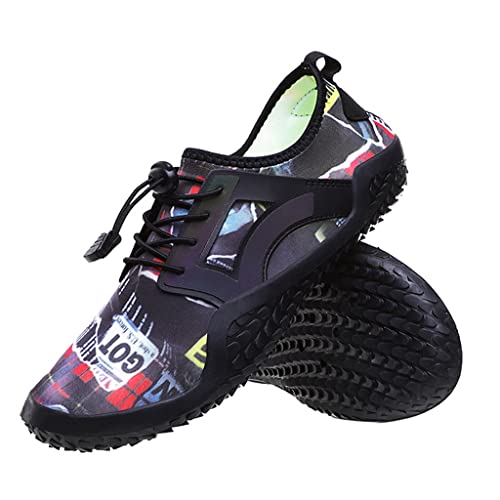 SIDUFHAOPKLL Quick-Drying Water Shoes Breathable Wading Shoes Outdoor Beach Shoes Treadmill Shoes Hiking Shoes(41) Black Flowers