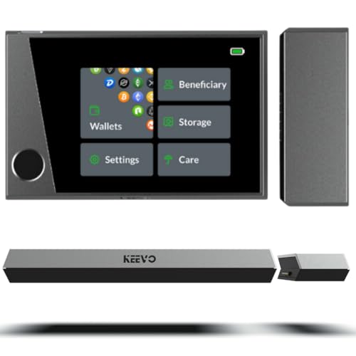 Keevo Model 1 Crypto Wallet (Cold Storage, Hardware Ledger) - Secure, Safe & Trusted Cryptocurrency Wallet & Ledger for Bitcoin (BTC), Ethereum (ETHER), NFT and Digital Assets