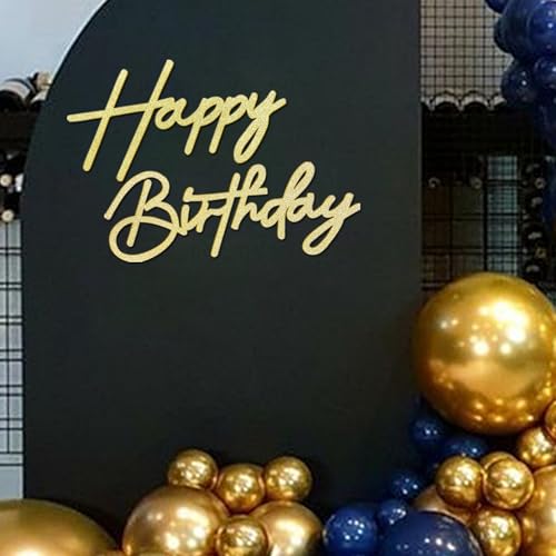 MASTRON Happy Birthday Sign for Backdrop - Glitter Felt Happy Birthday Letter Sign for Balloon Arch Birthday Party Balloon Arch Backdrop Decorations for Birthday Party Baby Shower - Gold