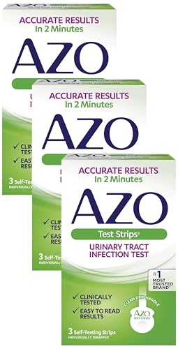 AZO Urinary Tract Infection (UTI) Test Strips, Accurate Results in 2 Minutes, FSA/HSA Eligible, Clinically Tested, Easy to Read Results, Clean Grip Handle, from The #1 Most Trusted Brand, 3 Count