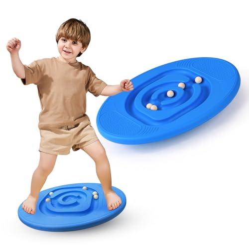 Balance Board for Kids with Maze - Plastic Wobble Board for Skiing Surfing Snowboard Training, Non-Slip Sensory Rocker Board for Toddlers 3-12, Core Strength Physical Therapy Equipment & Skateboard Balance Trainer