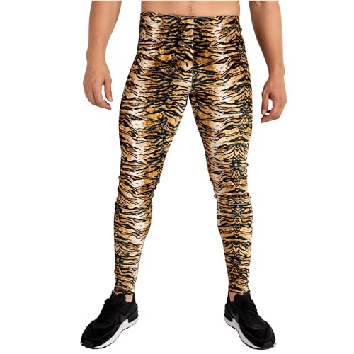 Kapow Meggings Velvet Material Men's Leggings (Velvet Tiger, Medium)