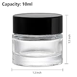 Coloch 70 Pack 10ml Thick Glass Jars with Airtight Lid, Clear Round Lip Balm Container Tiny Sample Jar for Cosmetics, Lotion, Cream, Makeup, Samples, Wax, Skincare, Travelling, Retail Store