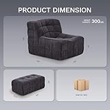 COLAMY Bean Bag Chair with Ottoman for Adults, Lounger Chairs with High-Rebound Memory Foam, Soft Corduroy Fabric Floor Lazy Sofa for Living Room or Bedroom，Dark Grey