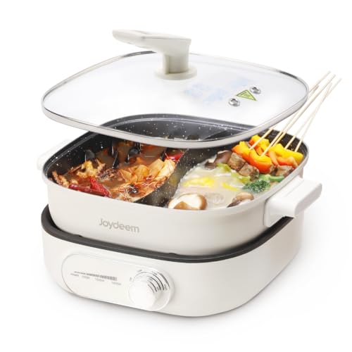Joydeem Electric Hot Pot with Divider, 6L Double-Flavor Shabu Shabu Pot, UL Listed & Boil-dry Protection, Suitable for 2-6 People, DHG-B600