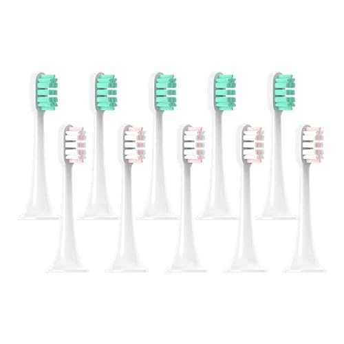 ZJgZmslcd Replacement Brush Heads for Xiaomi for Mijia T300/T500/T700 Sonic Electric Toothbrush Soft Bristle Nozzles with Caps(5Green5Pink)