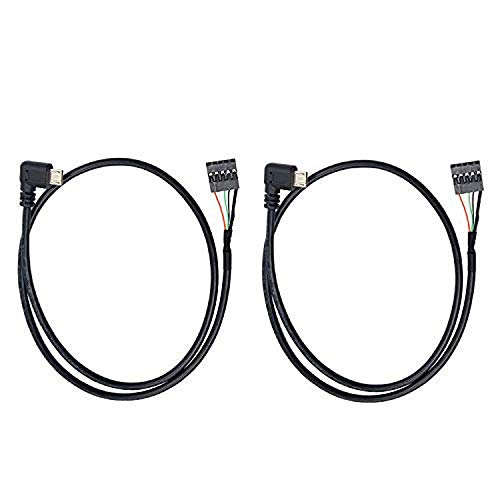 Duttek USB Header to Micro USB Dupont Cable, 90 Degree Right Angle Micro USB Male to 5 Pin Motherboard Female Adapter Dupont Extended Cable 50CM/1.64FT (2-Pack)