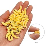 20 Pcs 22mm Rubber Maggots Fishing Bait with Hooks + 30 Pcs Soft Maggot Bait Bread Worm, Fishing Lures Worms Bulk Fishing Grubs for Trout, Crappie, Pan Fish, Bluegill, Fresh Water Fishing Lure Set