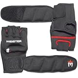 Meister 2 Pound Neoprene Weighted Gloves for Cardio & Heavy Hands (Pair) - 2lb x 2 - Black/Red