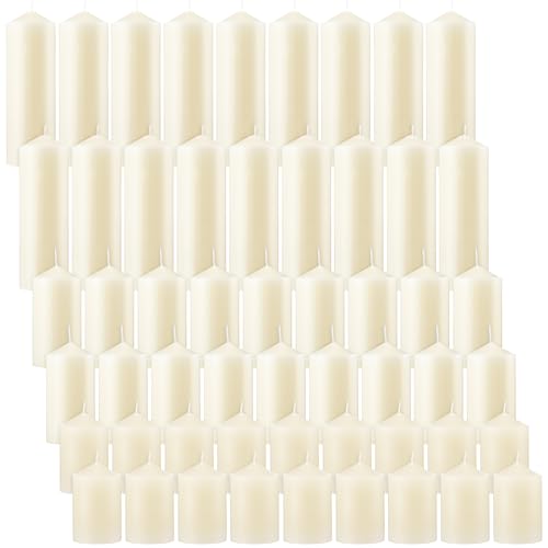 MTLEE Set of 54 Ivory Dripless Pillar Candles Unscented Candles Bulk Smokeless Fireplace Assorted Size for Home Wedding Birthday Dinner Holiday Party Decoration 2'' x 3'', 2'' x 4'', 2'' x 6''